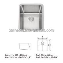 Pia de aço inoxidável undermount única tigela